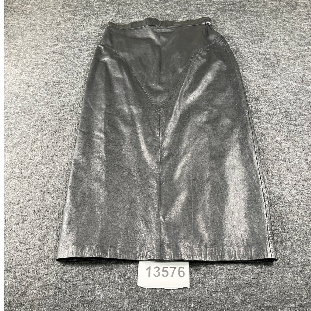 Vintage G III Leather Fashions Straight Skirt Womens 11 Black Snap Back Retro
